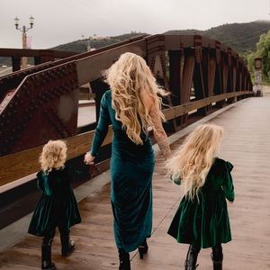 Green velvet dress